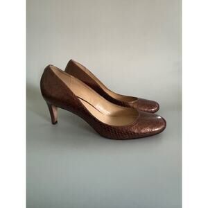 Talbots Womens Brown Round Toe Slip On Stiletto Pump Heels Size 9.5 B Metallic